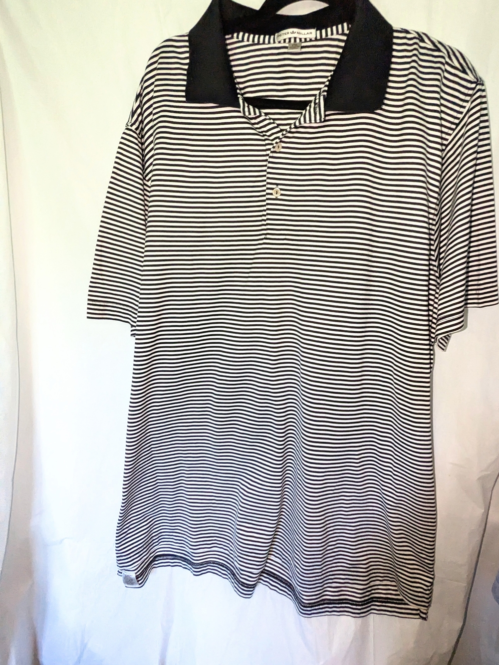 Peter Millar Black and White Striped Polo Shirt